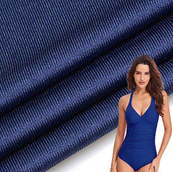 blue nylon spandex fabric with model