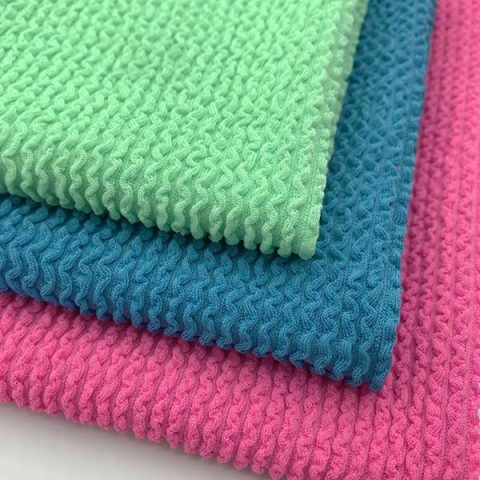 three colors of polyester spandex crinkle swimwear fabric