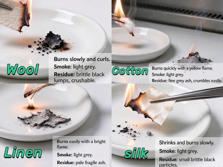 Natural Fibers Burn Test:wool,cotton,linen,silk